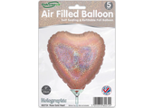 Heart - Holographic Rose Gold - 9inch - package 5 ct - with valve