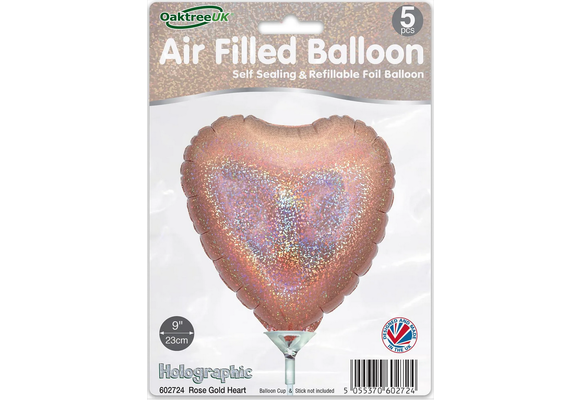 Heart - Holographic Rose Gold - 9inch - 5stks - zelfsluitend
