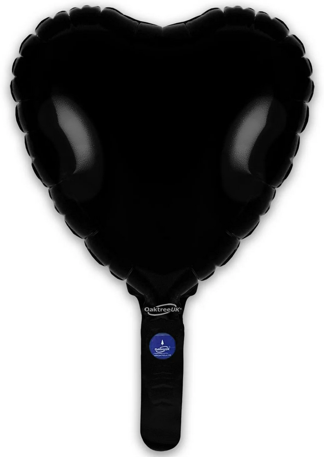 Heart - Black - 9inch - package 5 count - with valve