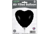 Heart - Black - 9inch - package 5 ct - with valve