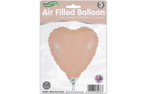 Heart - Matte Nude - 9inch - package 5 count - with valve