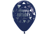 SALE >R12 - Happy Bday - Triangles - Navy 044/Silver481 - 25