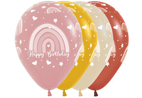 Sempertex 12 inch  - Happy Birthday - Boho Rainbow - Assortment-25 pcs