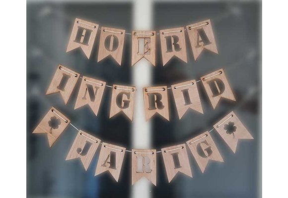 LS - Vlag Langwerpig - Hout - 5 x 7,5cm