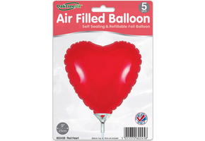 Heart - Red - 9inch - package 5 ct - with valve