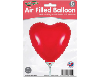 Heart - Red - 9inch - package 5 ct - with valve