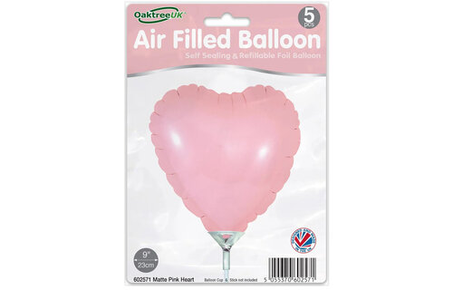 Heart - Matte Pink - 9inch - verpakt 5stks - zelfsluitend