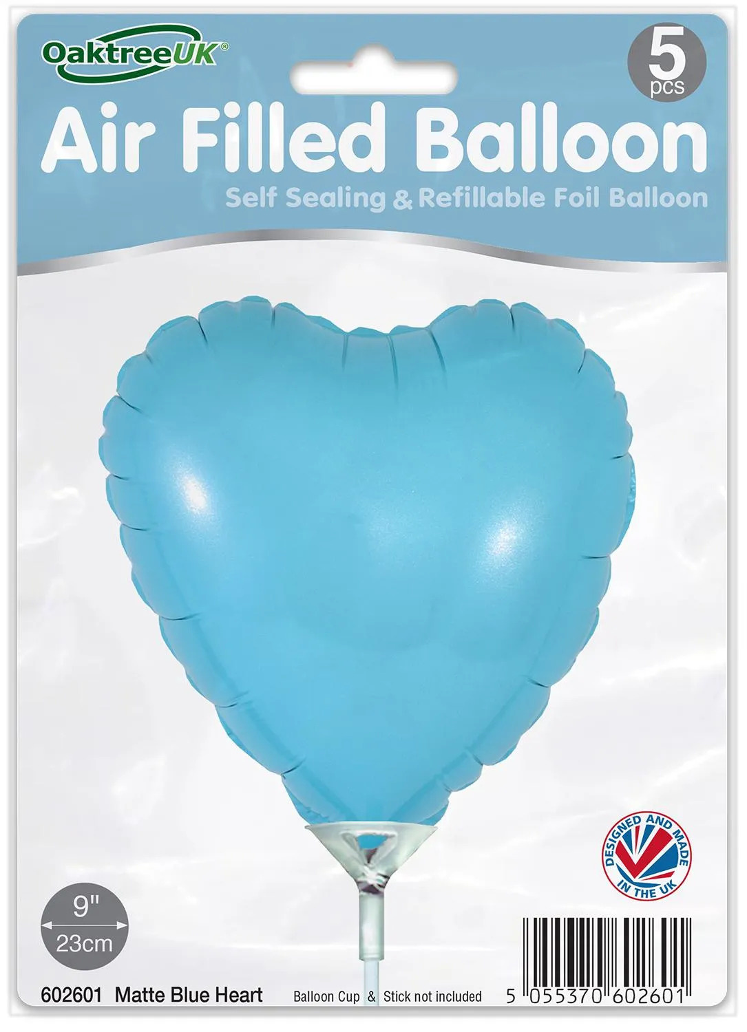 Heart - Matte Blue - 9inch - package 5 count - with valve
