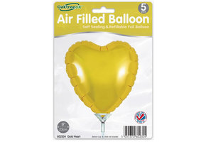 Heart - Gold - 9inch -package 5 ct - with valve