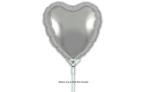 Heart - Silver - 9inch - package 5 count - with valve