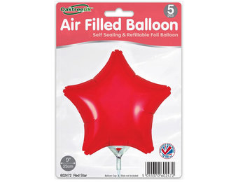 Star - Red - 9inch - package 5 ct - with valve