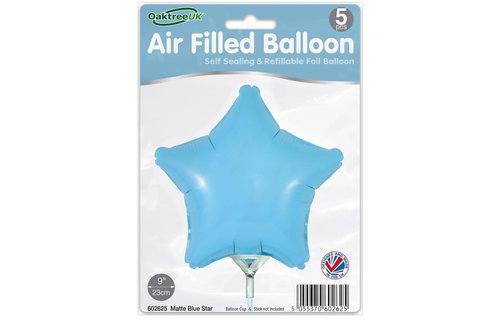 Star - Matte Blue - 9inch - verpakt 5stks - zelfsluitend