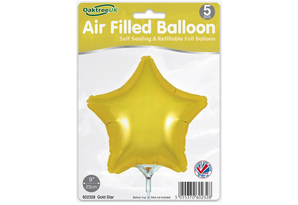 Star - Gold - 9inch - package 5 ct - with valve