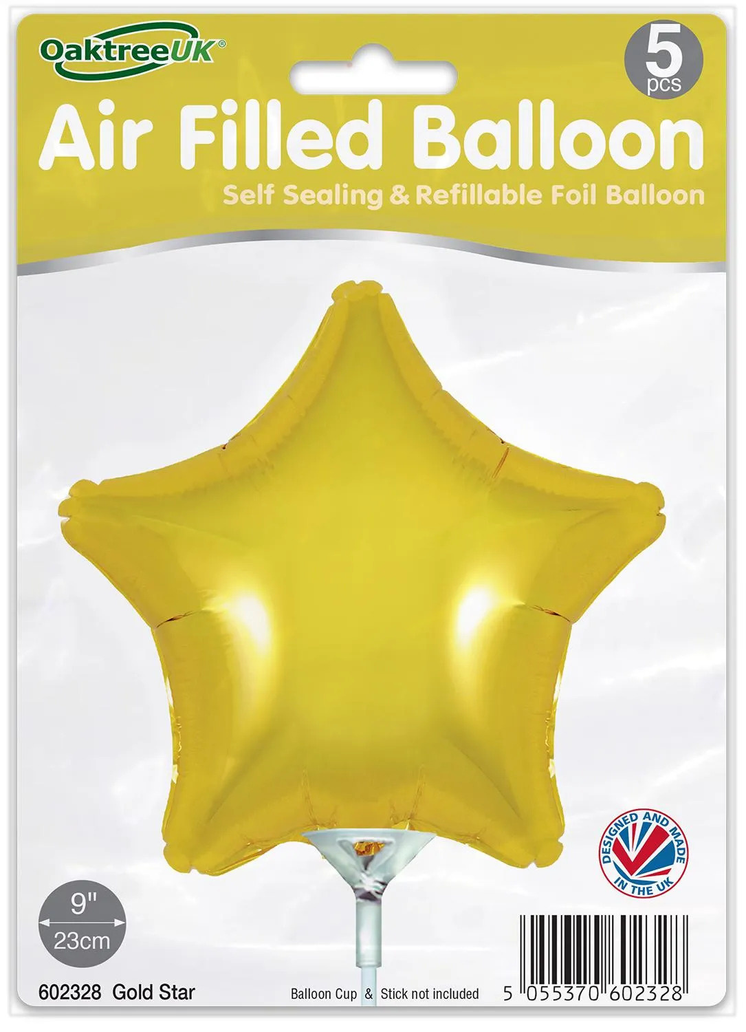 Star - Gold - 9inch - package 5 count - with valve