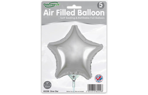Star - Silver - 9inch - verpakt 5stks - zelfsluitend