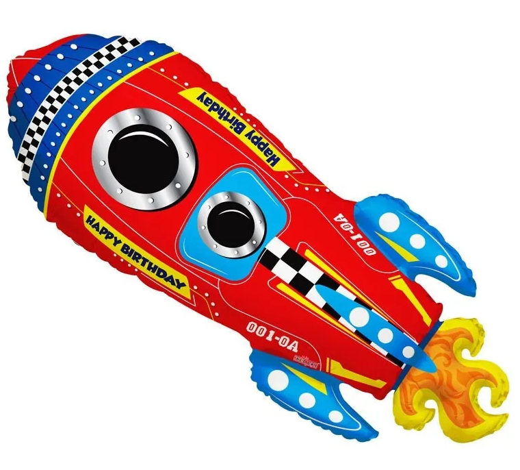 Rocket Happy Birthday - Shape - 28 inch - Kaleidoscope