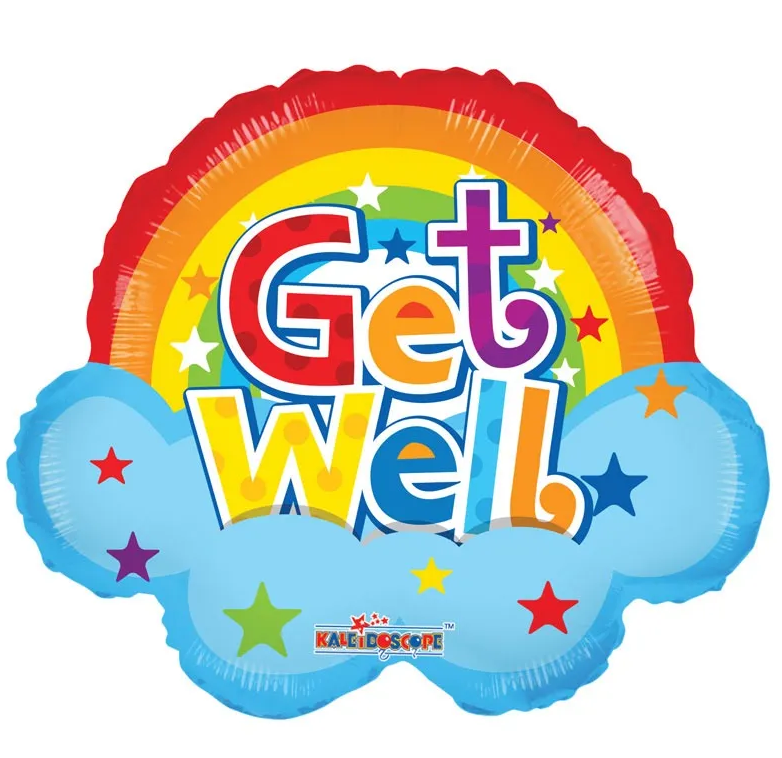 Get Well - Rainbow & Clouds - K18"