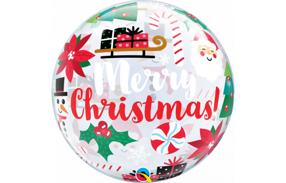 BUBBLE Merry Christmas - 22 inch - Qualatex