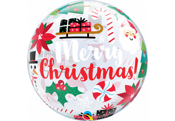 BUBBLE Merry Christmas - 22 inch - Qualatex