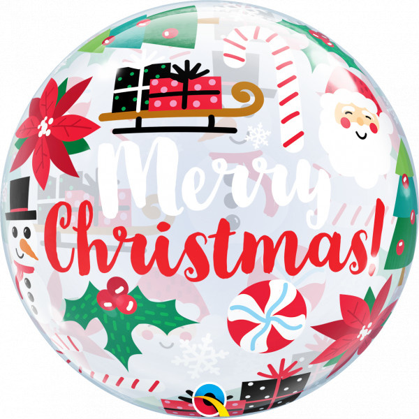 BUBBLE Merry Christmas - 22 inch - Qualatex