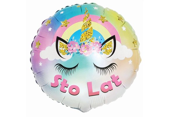 Sto Lat - Unicorn Rainbow - FX 18"/45cm