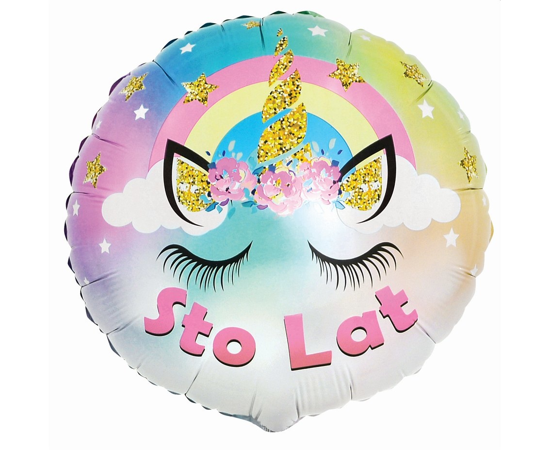 Sto Lat - Unicorn Rainbow - FX 18"/45cm
