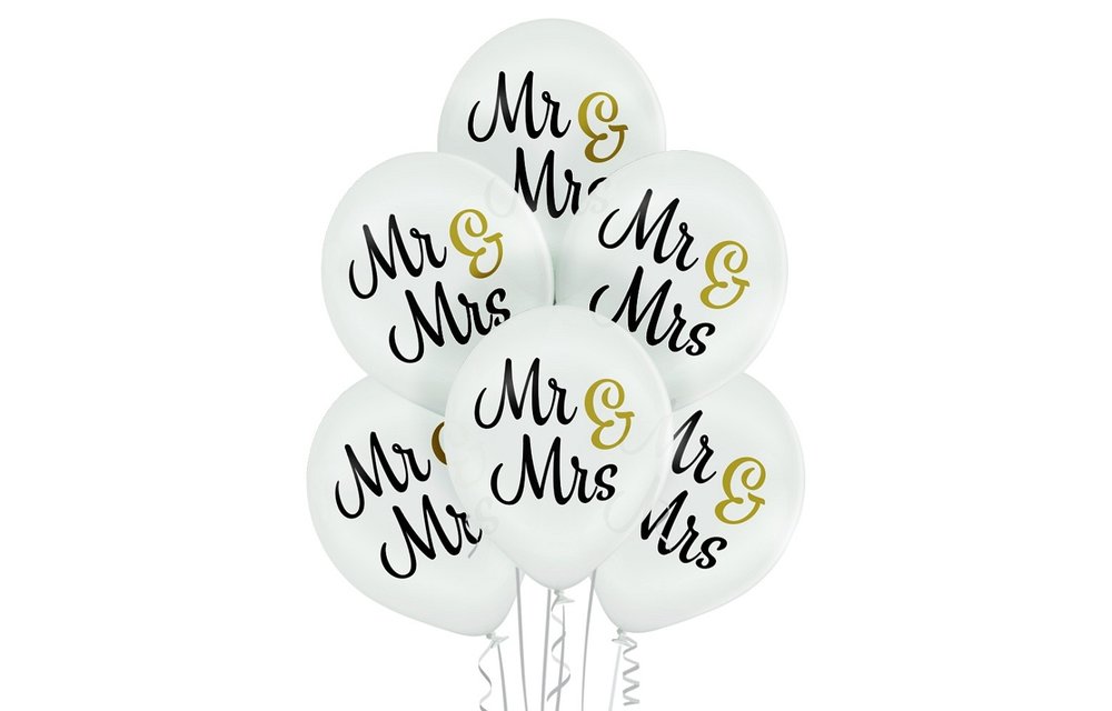 SALE > Latex - Mr & Mrs - White - 11inch - 6 stuks