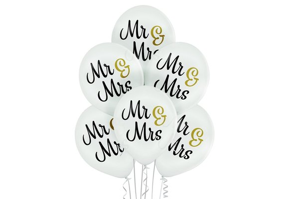 SALE > Latex - Mr & Mrs - White - 11inch -  6 stuks
