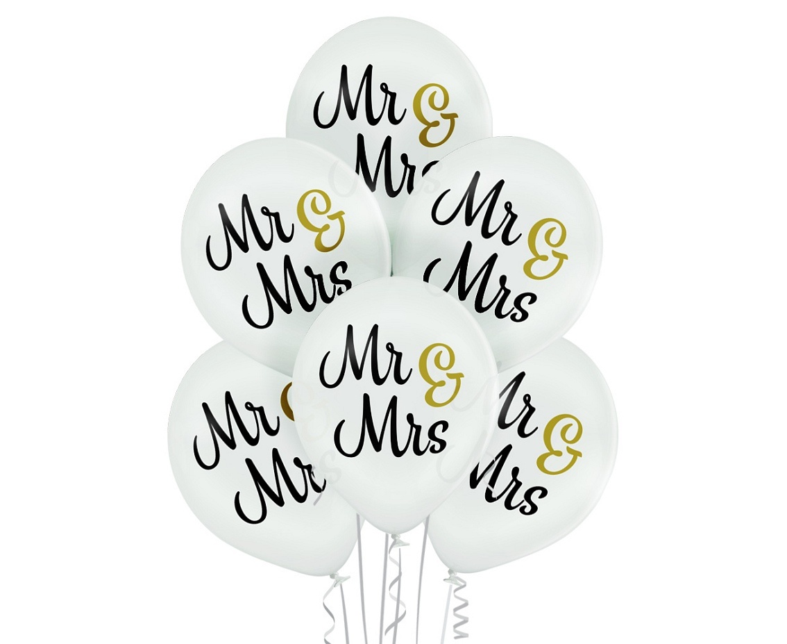 SALE > Latex - Mr & Mrs - White - 11inch -  6 stuks