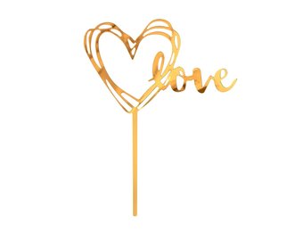 Taart Topper - Heart Love - Goud - 13 x 10cm