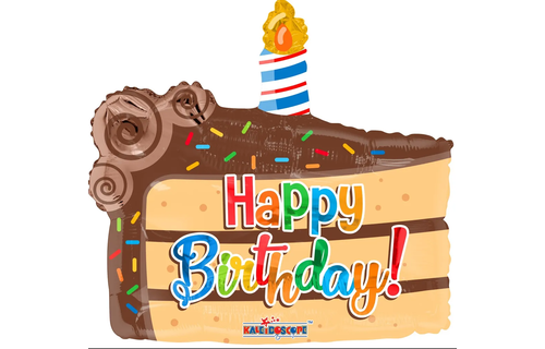 Happy Birthday - Slice Of Cake - 18 inch - Kaleidoscope