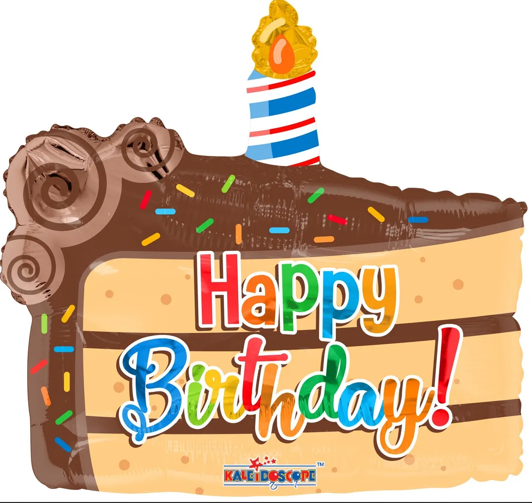 Happy Birthday - Slice Of Cake - 18 inch - Kaleidoscope