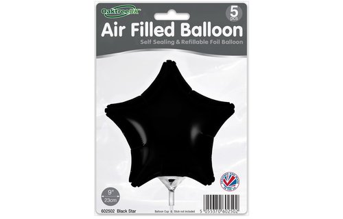 Star - Black - 9inch - package 5 count - with valve