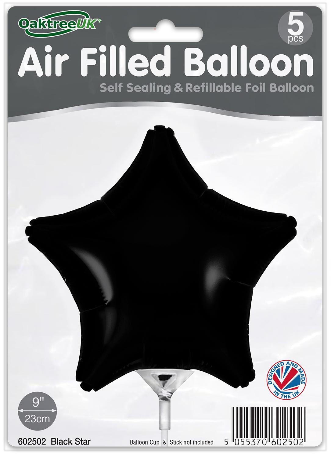 Star - Black - 9inch - package 5 count - with valve