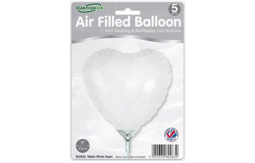 Heart - White - 9inch - verpakt 5stks - zelfsluitend