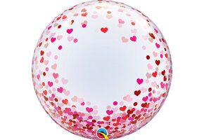 DECO BUBBLE - 24 inch  - Confetti Hearts - Qualatex