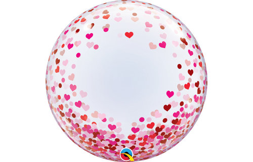 DECO BUBBLE - 24 inch  - Confetti Hearts - Qualatex