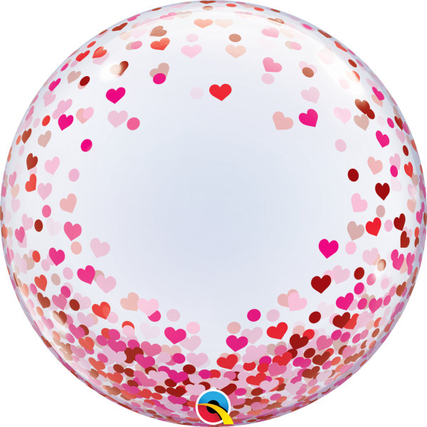 DECO BUBBLE - 24 inch  - Confetti Hearts - Qualatex