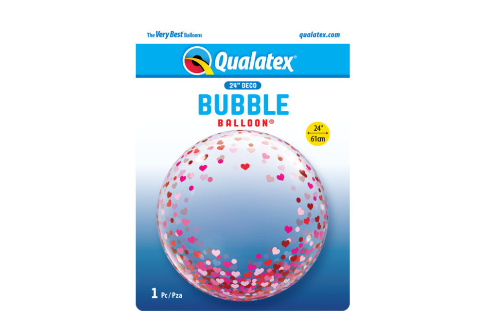 DECO BUBBLE - 24 inch  - Confetti Hearts - Qualatex