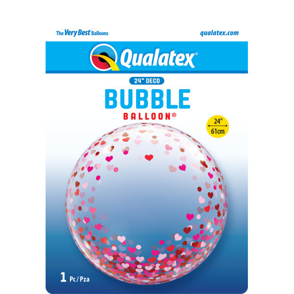 DECO BUBBLE - 24 inch  - Confetti Hearts - Qualatex