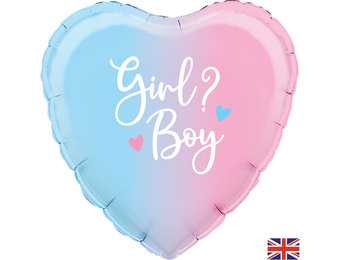 Genderreveal - Heart -  Ombre Blue/Pink - O18"/45cm
