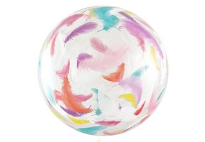 Crystal Balloon - Colourful Feathers - 20 inch - Godan