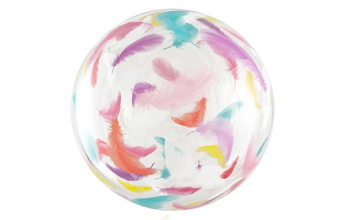 Crystal Balloon - Colourful Feathers - 20"/50cm