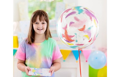 Crystal Balloon - Colourful Feathers - 20"/50cm