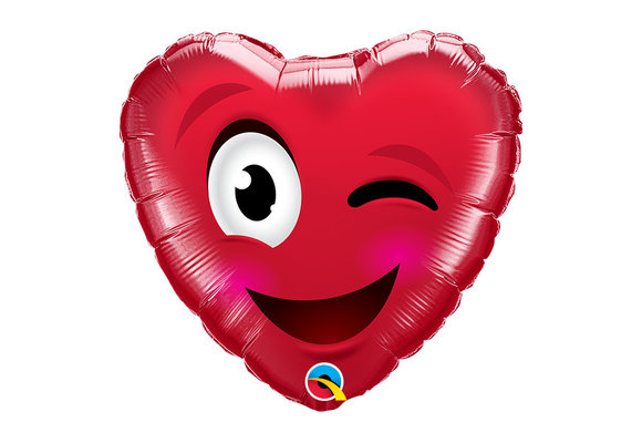 MICRO - HEART Smiley Wink - 9 inch - Qualatex -VOL
