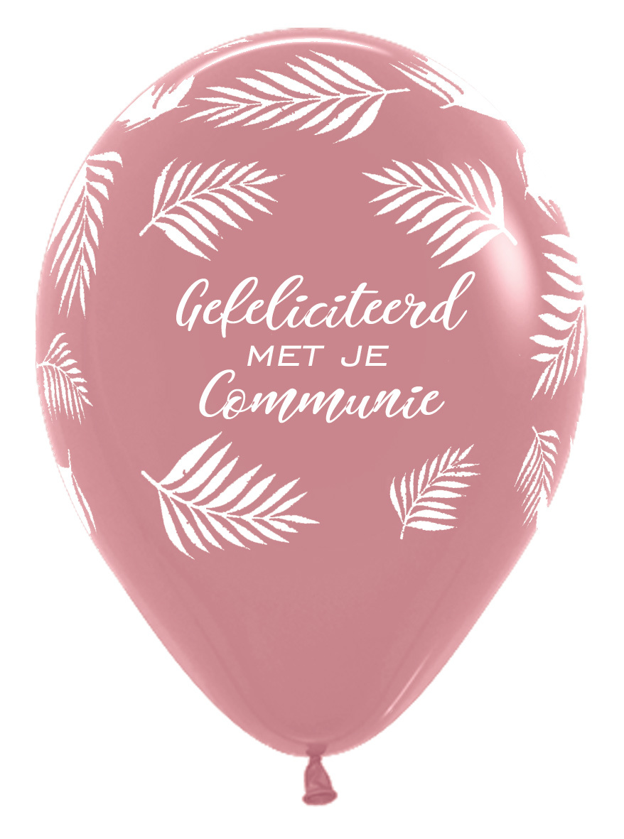 Sempertex 12 inch  - Gefeliciteerd met je Communie - Palms - Rosewood 010 - 25 count