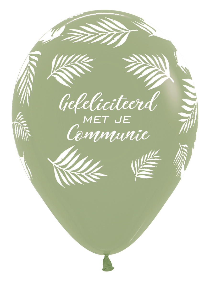 Sempertex 12 inch - Gefeliciteerd met je Communie - Palms - Eucalyptus 027 - 25count