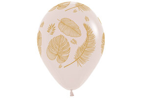 R12 - Tropical Leaves - Gold Print - White Sand 071 - 25