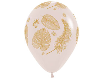 Sempertex 12 inch  - Tropical Leaves - Gold Print - White Sand 071