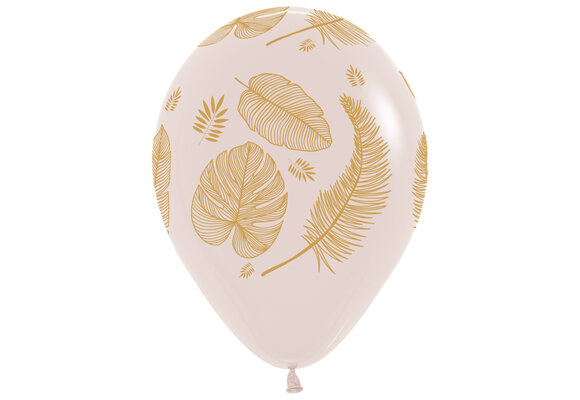 R12 - Tropical Leaves - Gold Print - White Sand 071 - 25